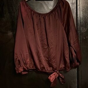 NWOT Vince Camuto Burgundy Blouse with Tie Detail